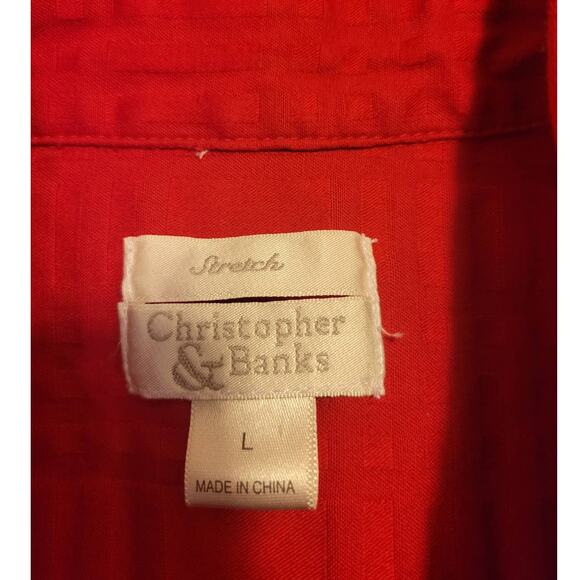 Christopher & Banks Red Stretch Textured Full Zip Jacket Women's Size Large - Picture 2 of 12